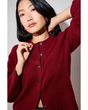 Whistles Wool Mix Puff Sleeve Cardigan - Red