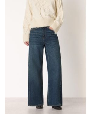 Whistles Panel Wide Leg Jean - Blue