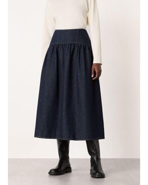 Whistles Waisted Midi Skirt - Blue