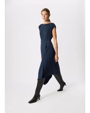 Whistles Pleat Detail Asymmetric Dress - Blue