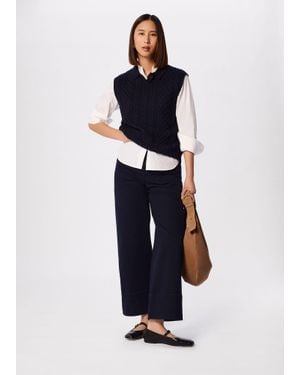 Whistles Wide Leg Casual Cotton Trouser - White