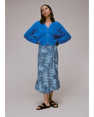Whistles Hyena Spot Wrap Skirt - Blue