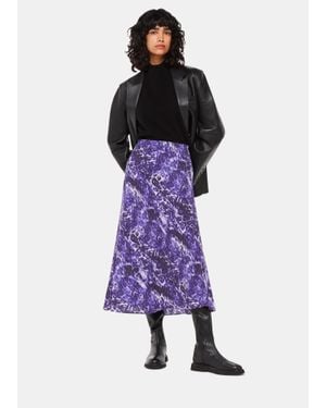 Whistles Glossy Leopard Bias Skirt - Purple