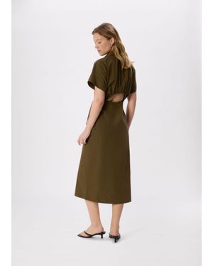 Whistles Cut Out Back Poplin Midi Dress - Natural