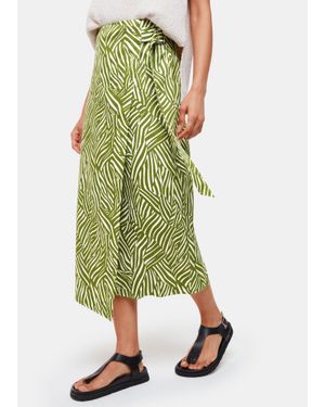 Whistles Linear Leaf Wrap Midi Skirt - Green