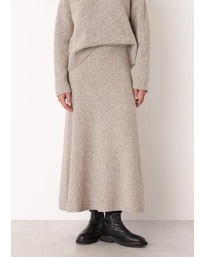 Whistles Wool Textured Midi Skirt - Natural