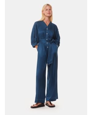 Whistles Mabel Topstitch Jumpsuit - Blue