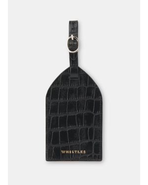 Whistles Shiny Croc Luggage Tag - Black