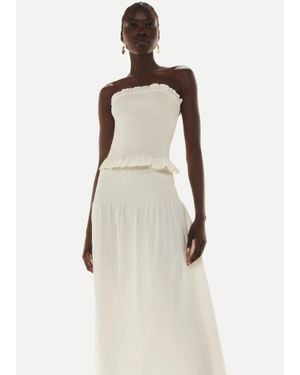 Whistles Smocked Waist Skirt - Natural