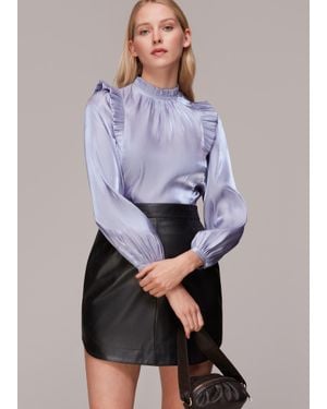 Whistles Diana Iridescent Frill Top - Purple