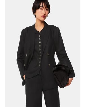 Whistles Lindsey Linen Blend Blazer - Black