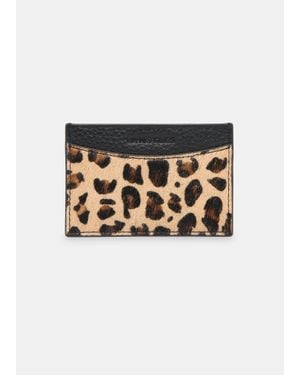 Whistles Leopard Card Holder - Black