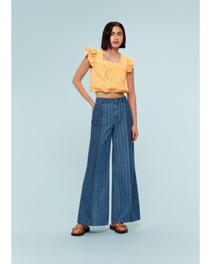 Whistles Chalk Stripe Print Top - Blue