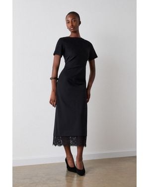 Whistles Ponte Detachable Lace Dress - Black