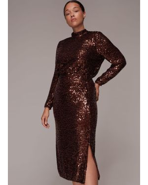 Whistles Sequin Column Skirt - Brown