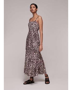 Whistles Eleta Leopard Silk Mix Dress - Pink