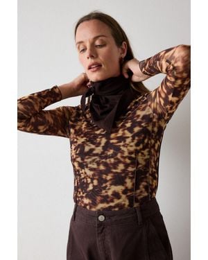 Whistles Abstract Animal Mesh Top - Multicolour