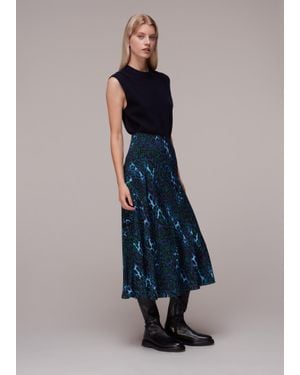 Whistles Night Cat Bias Cut Skirt - Blue
