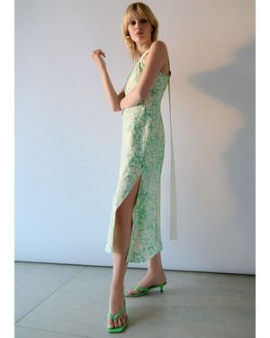 chinese dress ladies Whistles Silk Dress with Lace Panels Burgundy with Green Flowers UK 14   Ava & Iva