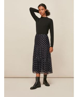 Whistles Metallic Dobby Skirt - Natural