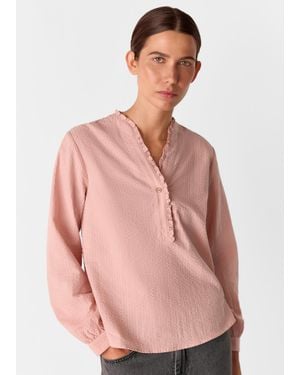 Whistles Textured Frill Shirt - Pink