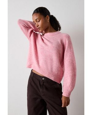 Whistles Wool Mix Curved Hem Knit - Pink