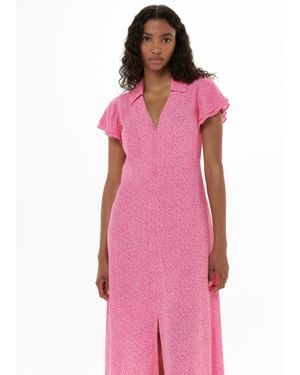 Whistles Nina Diagonal Fleck Midi Dress - Pink