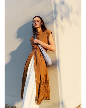 Whistles Cotton Broderie Shirt Dress - Natural