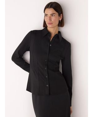 Whistles Seam Detail Ponte Shirt - Black