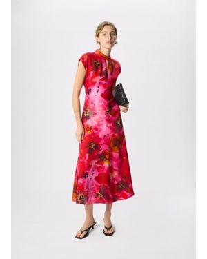Whistles Painterly Floral Midi Dress - Red