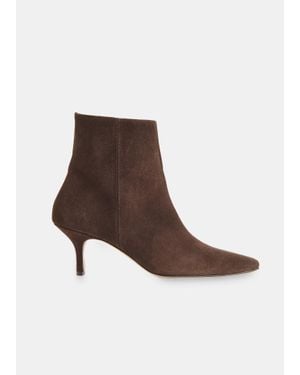 Whistles Suede Pointed Kitten Heel Boot - Brown
