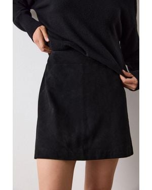 Whistles Suede A Line Mini Skirt - Black