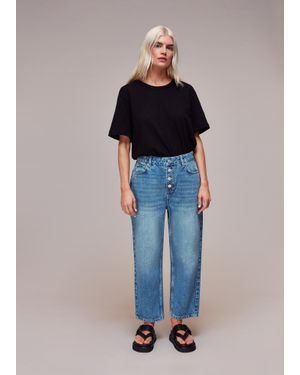 Whistles Petite Authentic Hollie Button Jean - Blue