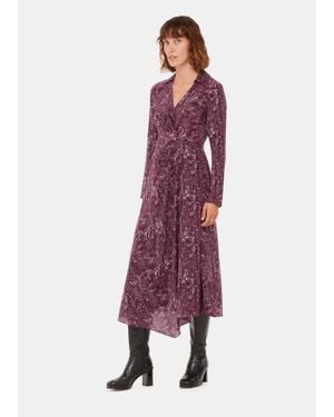 Whistles Strawberry Plant Silk Dress - Purple