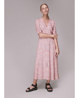 Whistles Wheat Floral Midi Dress - Pink