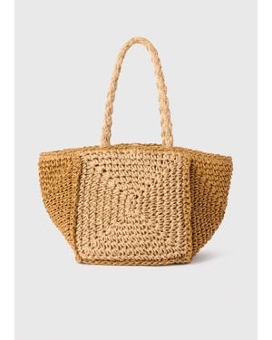 Whistles Patchwork Straw Mini Bag - Natural