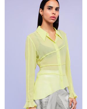 Whistles Fallon Seam Detail Silk Shirt - Yellow