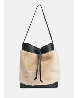 Whistles Sasha Shearling Tote Bag - Natural