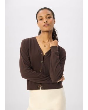 Whistles V Neck Linen Cardigan - Brown