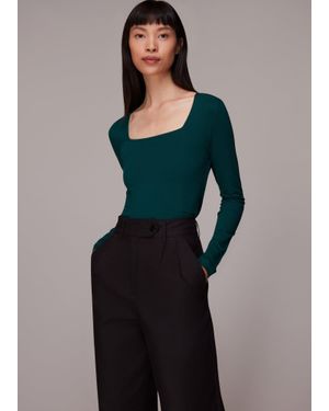 Whistles Square Neck Long Sleeve Top - Blue