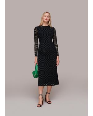 Whistles Illusion Checked Mesh Dress - Black