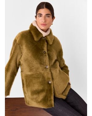 Whistles Tamina Short Shearling Coat - Green