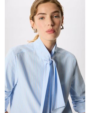 Whistles Scarf Stripe Cotton Shirt - Blue