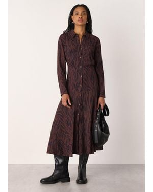 Whistles Zebra Collared Shirt Dress - Multicolour