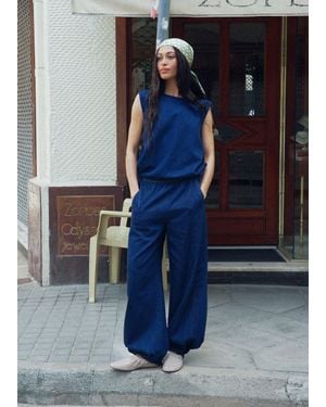 Whistles Tie Hem Balloon Trouser - Blue