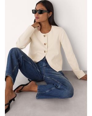 Whistles Petite Anne Ponte Button Jacket - Blue