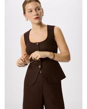 Whistles Linen Waistcoat - Brown