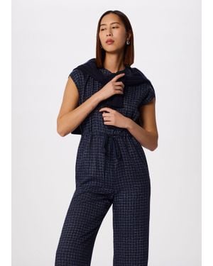 Whistles Petite Grid Print Sleeveless Jumpsuit - Blue