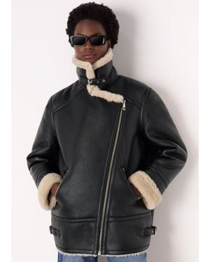 Whistles Faux Fur Aviator - Black