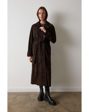 Whistles Suede Trench Coat - Brown